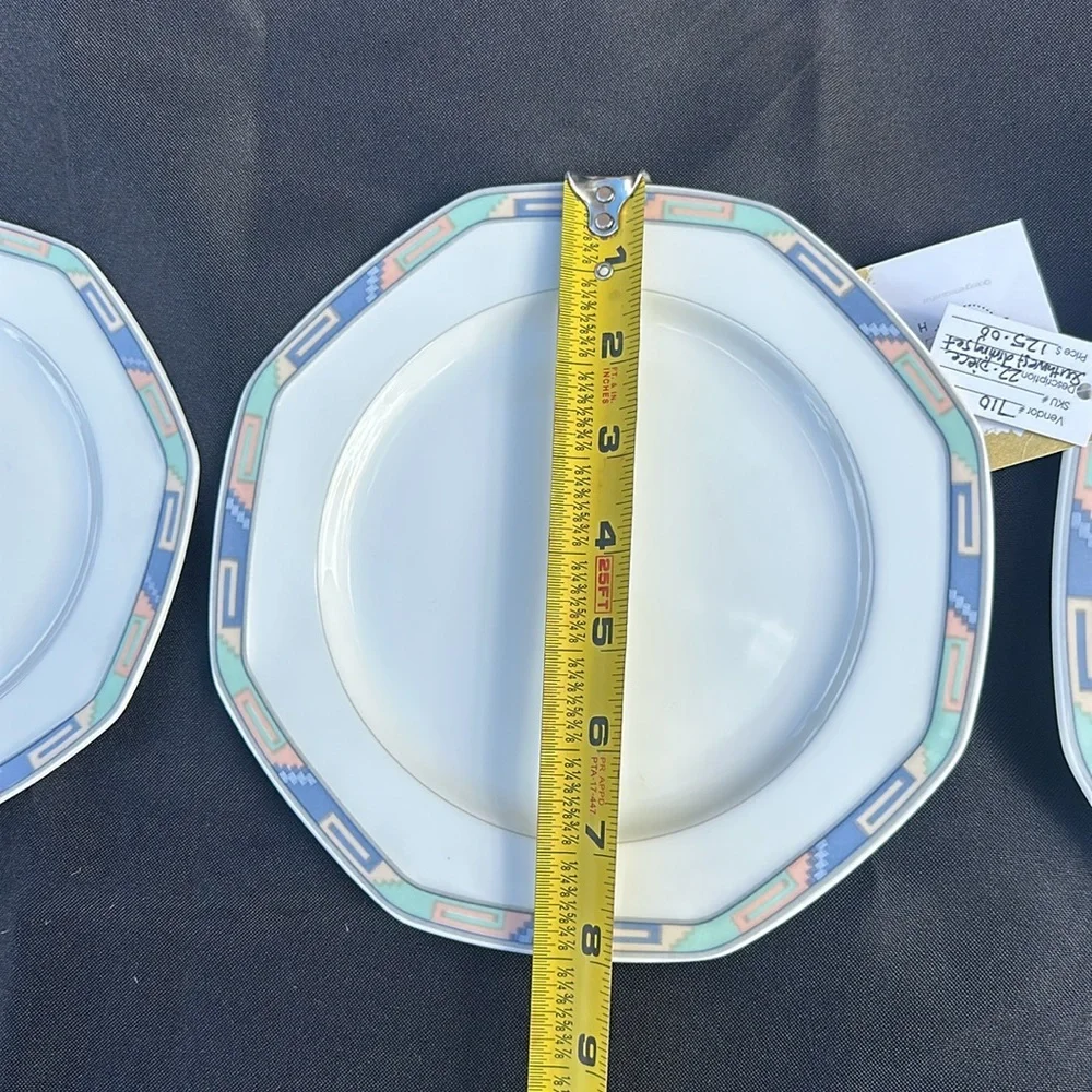 CHRISTOPER STUART FINE CHINA SOUTHWEST DESIGN 22 PIECE DINNER SET PLATES